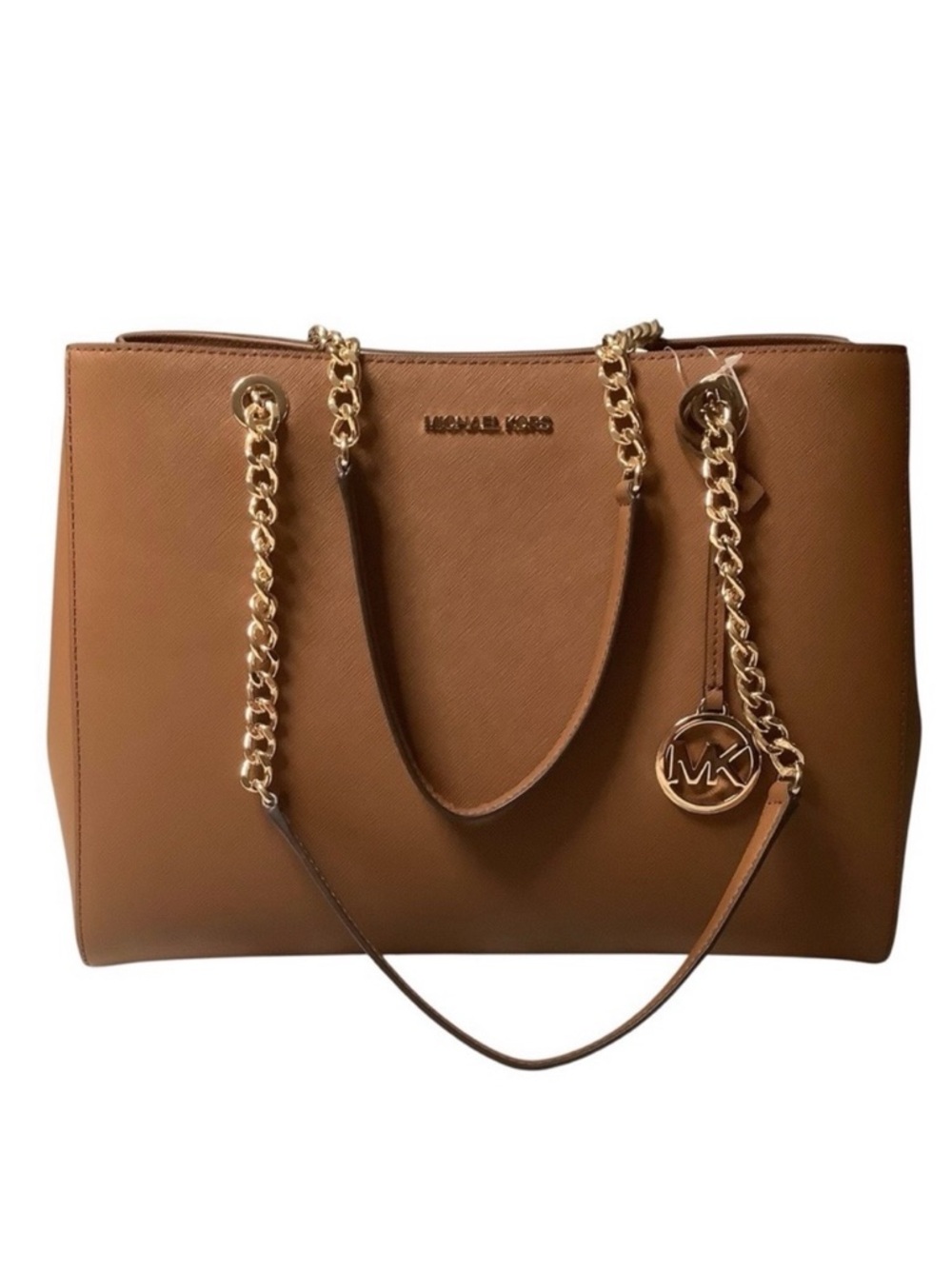 Michael Kors Brown Leather Chain-Handle Tote